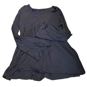 Cable & Gauge Women's Navy Long Sleeve Peplum Top Size Large